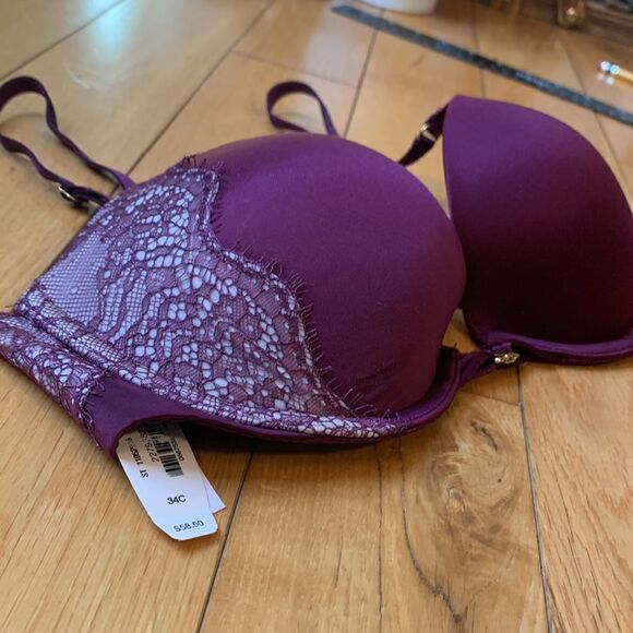 2015 NWT Victoria’s secret Very Sexy Plunge 34 C maroon lace, crisscross back - Picture 2 of 12